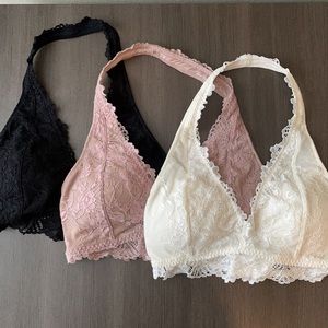 A&F Lace Halter Bralette (3-pack)